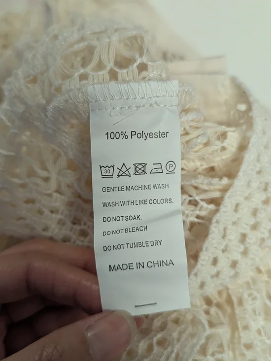 00626 Women's Crochet Pearl Button Front Top Cream size Small western bohemian - Picture 8 of 8